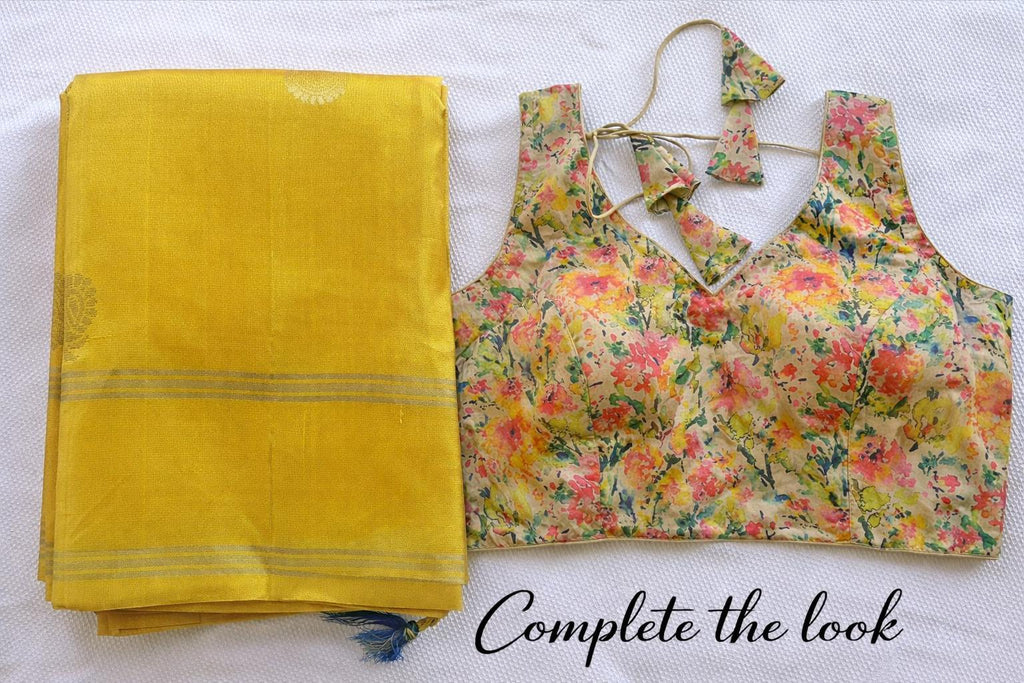 Pure Silk Saree | Turmeric Yellow Gold Border | Festive Indian Ethnic Wear (Fall Pico Included)