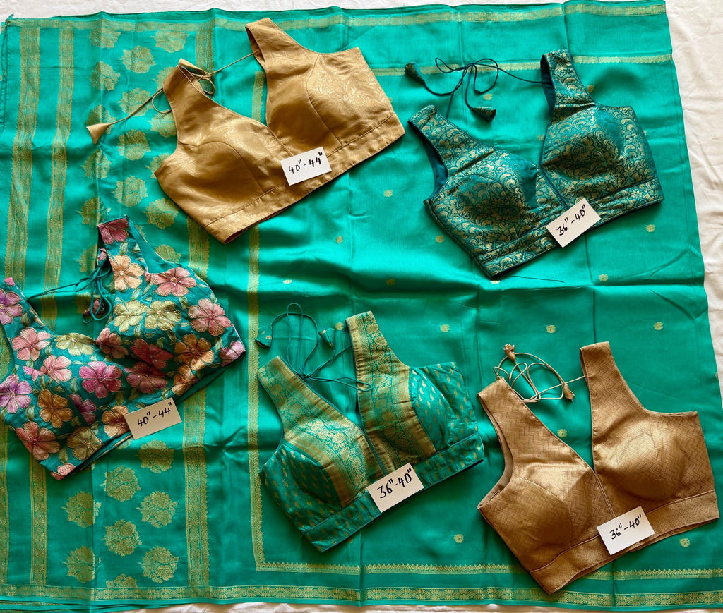 Turquoise Crepe Saree with Gold Zari Border | Festive Wedding Wear (Fall & Pico Done)