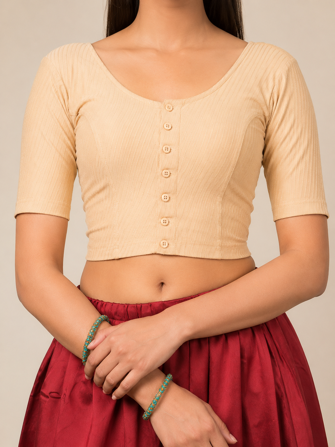 Front Button Stretchable Blouse