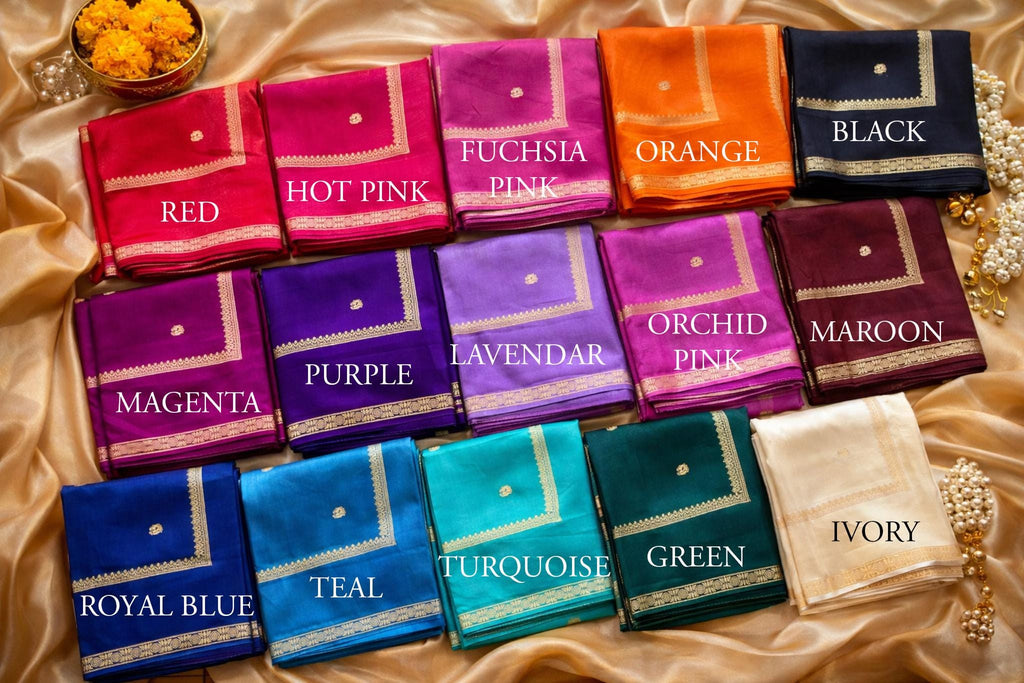 Midnight Navy Blue Crepe Saree | Gold Zari Border, Butti Motifs (Fall & Pico Done)