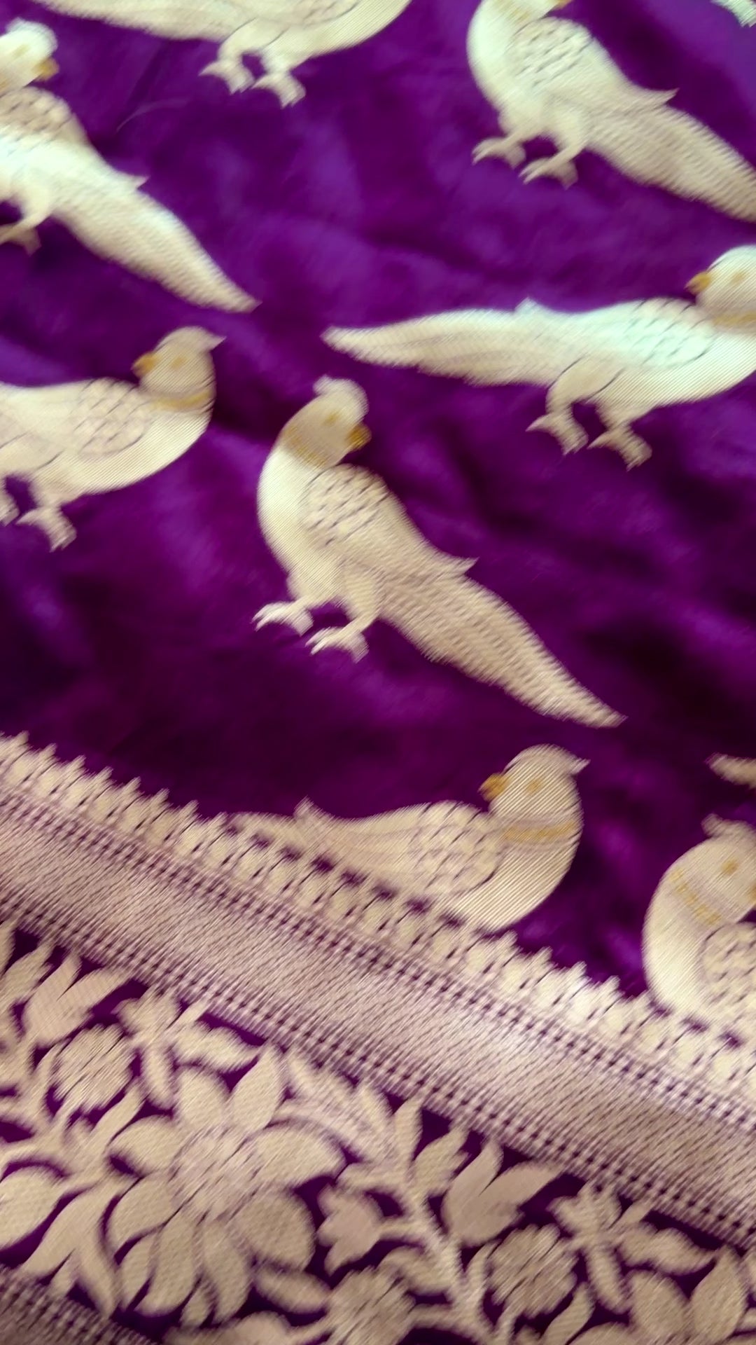 Purple Banarasi Bird Motif Saree with Blouse | Ananya Pandey Inspired Saree | Festive Wedding Saree (Fall and Pico Included, Ships USA)