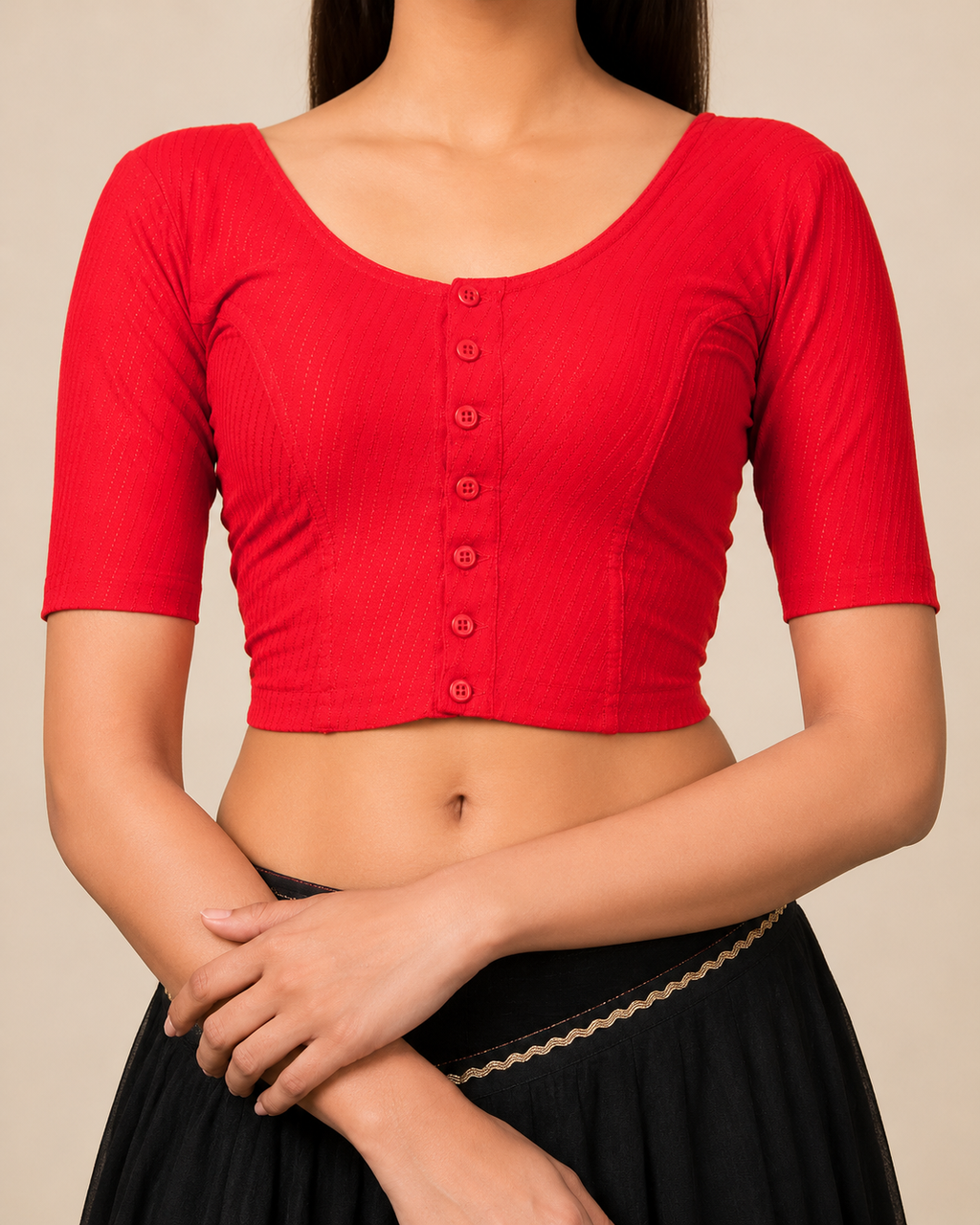 Front Button Stretchable Blouse